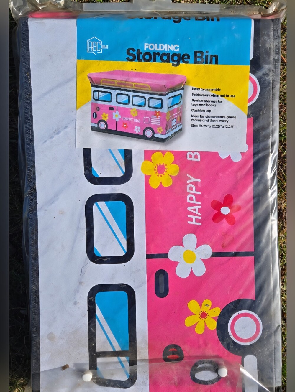 ASC Home Pink bus folding storage bin